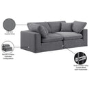  Manufacturer Color_Grey -- Comfy 80" Grey Velvet Upholstered 2 pc Modular Loveseat IMAGE 11