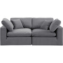  Manufacturer Color_Grey -- Comfy 80" Grey Velvet Upholstered 2 pc Modular Loveseat IMAGE 4
