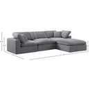  Manufacturer Color_Grey -- Comfy 119" Grey Velvet Upholstered 4 pc Modular Sectional IMAGE 15