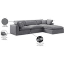  Manufacturer Color_Grey -- Comfy 119" Grey Velvet Upholstered 4 pc Modular Sectional IMAGE 16