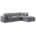  Manufacturer Color_Grey -- Comfy 119" Grey Velvet Upholstered 4 pc Modular Sectional IMAGE 1