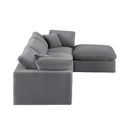  Manufacturer Color_Grey -- Comfy 119" Grey Velvet Upholstered 4 pc Modular Sectional IMAGE 7