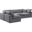  Manufacturer Color_Grey -- Comfy 119" Grey Velvet Upholstered 4 pc Modular Sectional IMAGE 2