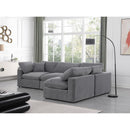  Manufacturer Color_Grey -- Comfy 119" Grey Velvet Upholstered 4 pc Modular Sectional IMAGE 4