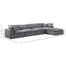  Manufacturer Color_Grey -- Comfy 158" Grey Velvet Upholstered 5 pc Modular Sectional IMAGE 15