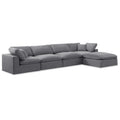  Manufacturer Color_Grey -- Comfy 158" Grey Velvet Upholstered 5 pc Modular Sectional IMAGE 1