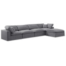  Manufacturer Color_Grey -- Comfy 158" Grey Velvet Upholstered 5 pc Modular Sectional IMAGE 1