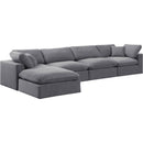  Manufacturer Color_Grey -- Comfy 158" Grey Velvet Upholstered 5 pc Modular Sectional IMAGE 2