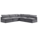  Manufacturer Color_Grey -- Comfy 118" Grey Velvet Upholstered 5 pc Modular Sectional IMAGE 1