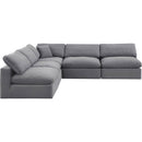  Manufacturer Color_Grey -- Comfy 118" Grey Velvet Upholstered 5 pc Modular Sectional IMAGE 4