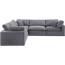  Manufacturer Color_Grey -- Comfy 119" Grey Velvet Upholstered 5 pc Modular Sectional IMAGE 4