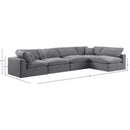  Manufacturer Color_Grey -- Comfy 158" Grey Velvet Upholstered 5 pc Modular Sectional IMAGE 15