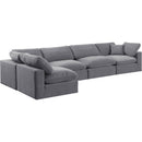  Manufacturer Color_Grey -- Comfy 158" Grey Velvet Upholstered 5 pc Modular Sectional IMAGE 2