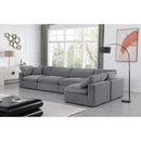  Manufacturer Color_Grey -- Comfy 158" Grey Velvet Upholstered 5 pc Modular Sectional IMAGE 4