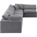  Manufacturer Color_Grey -- Comfy 158" Grey Velvet Upholstered 5 pc Modular Sectional IMAGE 7