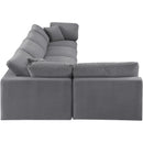  Manufacturer Color_Grey -- Comfy 158" Grey Velvet Upholstered 5 pc Modular Sectional IMAGE 8