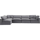  Manufacturer Color_Grey -- Comfy 158" Grey Velvet Upholstered 5 pc Modular Sectional IMAGE 9