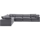 Meridian Comfy Grey Velvet Modular Sectional IMAGE 4