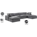  Manufacturer Color_Grey -- Comfy 158" Grey Velvet Upholstered 6 pc Modular Sectional IMAGE 11