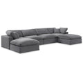  Manufacturer Color_Grey -- Comfy 158" Grey Velvet Upholstered 6 pc Modular Sectional IMAGE 1