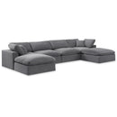  Manufacturer Color_Grey -- Comfy 158" Grey Velvet Upholstered 6 pc Modular Sectional IMAGE 1