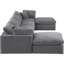  Manufacturer Color_Grey -- Comfy 158" Grey Velvet Upholstered 6 pc Modular Sectional IMAGE 5
