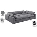  Manufacturer Color_Grey -- Comfy 119" Grey Velvet Upholstered 6 pc Modular Sectional IMAGE 11