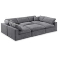  Manufacturer Color_Grey -- Comfy 119" Grey Velvet Upholstered 6 pc Modular Sectional IMAGE 1