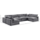  Manufacturer Color_Grey -- Comfy 158" Grey Velvet Upholstered 6 pc Modular Sectional IMAGE 10