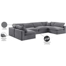  Manufacturer Color_Grey -- Comfy 158" Grey Velvet Upholstered 6 pc Modular Sectional IMAGE 11