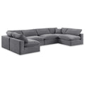  Manufacturer Color_Grey -- Comfy 158" Grey Velvet Upholstered 6 pc Modular Sectional IMAGE 1