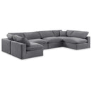  Manufacturer Color_Grey -- Comfy 158" Grey Velvet Upholstered 6 pc Modular Sectional IMAGE 1