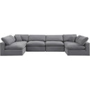  Manufacturer Color_Grey -- Comfy 158" Grey Velvet Upholstered 6 pc Modular Sectional IMAGE 4