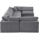  Manufacturer Color_Grey -- Comfy 158" Grey Velvet Upholstered 6 pc Modular Sectional IMAGE 5