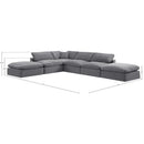  Manufacturer Color_Grey -- Comfy 157" Grey Velvet Upholstered 6 pc Modular Sectional IMAGE 10