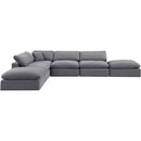  Manufacturer Color_Grey -- Comfy 157" Grey Velvet Upholstered 6 pc Modular Sectional IMAGE 4