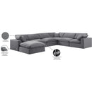  Manufacturer Color_Grey -- Comfy 158" Grey Velvet Upholstered 7 pc Modular Sectional IMAGE 11