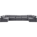  Manufacturer Color_Grey -- Comfy 197" Grey Velvet Upholstered 7 pc Modular Sectional IMAGE 4