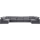 Meridian Comfy Grey Velvet Modular Sectional IMAGE 4