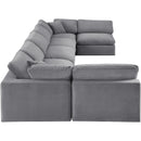  Manufacturer Color_Grey -- Comfy 197" Grey Velvet Upholstered 7 pc Modular Sectional IMAGE 5