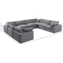  Manufacturer Color_Grey -- Comfy 158" Grey Velvet Upholstered 8 pc Modular Sectional IMAGE 10