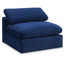 Meridian Comfy Navy Velvet Modular Armless Chair IMAGE 1