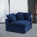  Manufacturer Color_Navy -- Comfy Navy Velvet Upholstered Modular Corner Chair IMAGE 2
