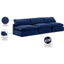  Manufacturer Color_Navy -- Comfy 117" Navy Velvet Upholstered 3 pc Armless Modular Sofa IMAGE 10