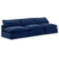  Manufacturer Color_Navy -- Comfy 117" Navy Velvet Upholstered 3 pc Armless Modular Sofa IMAGE 1
