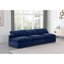  Manufacturer Color_Navy -- Comfy 117" Navy Velvet Upholstered 3 pc Armless Modular Sofa IMAGE 2
