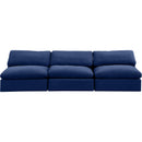  Manufacturer Color_Navy -- Comfy 117" Navy Velvet Upholstered 3 pc Armless Modular Sofa IMAGE 4