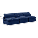 Manufacturer Color_Navy -- Comfy 117" Navy Velvet Upholstered 3 pc Armless Modular Sofa IMAGE 9