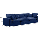  Manufacturer Color_Navy -- Comfy 119" Navy Velvet Upholstered 3 pc Modular Sofa IMAGE 10
