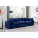  Manufacturer Color_Navy -- Comfy 119" Navy Velvet Upholstered 3 pc Modular Sofa IMAGE 2